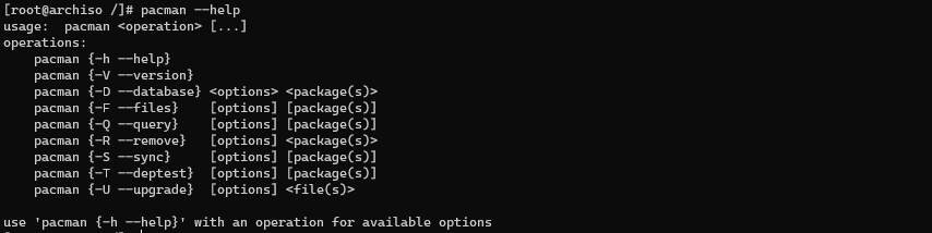 result of pacman –help