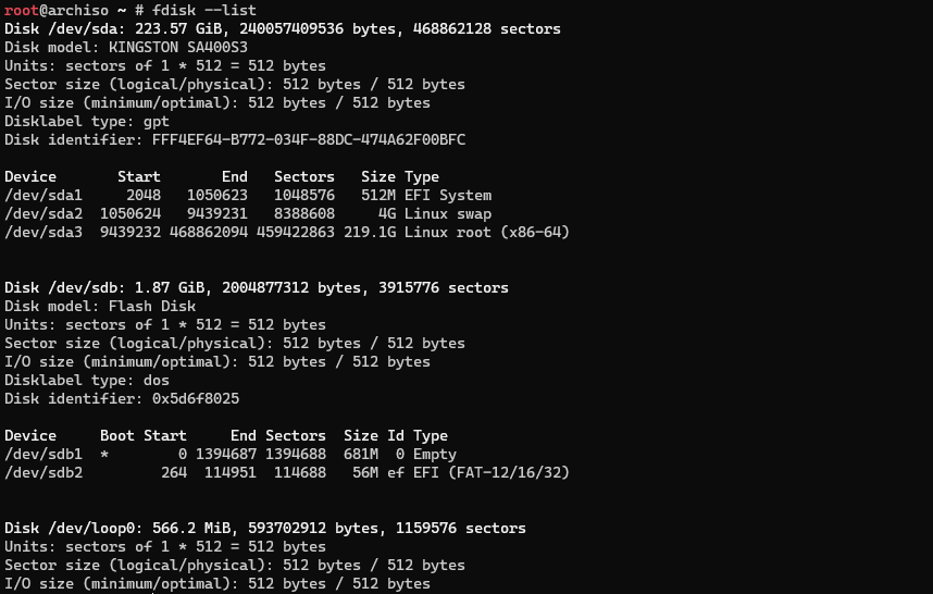 verify proper partitions created with fdisk tool