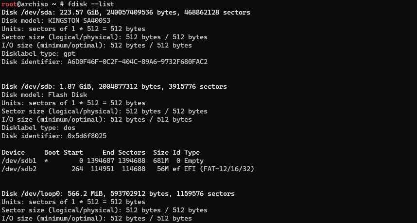 verify changes with fdisk –list
