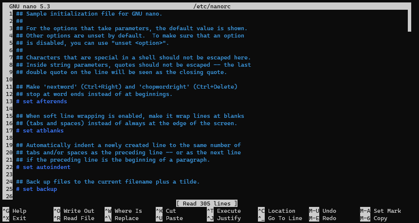 Nano Editor with syntax highlighting