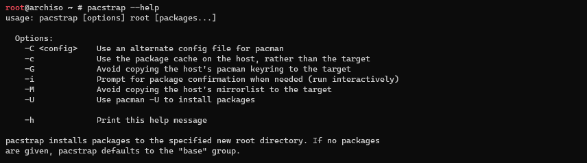 result of pacstrap –help
